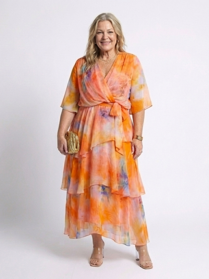 Calista | Robe maxi transparente à décolleté en V avec ceinture nouée