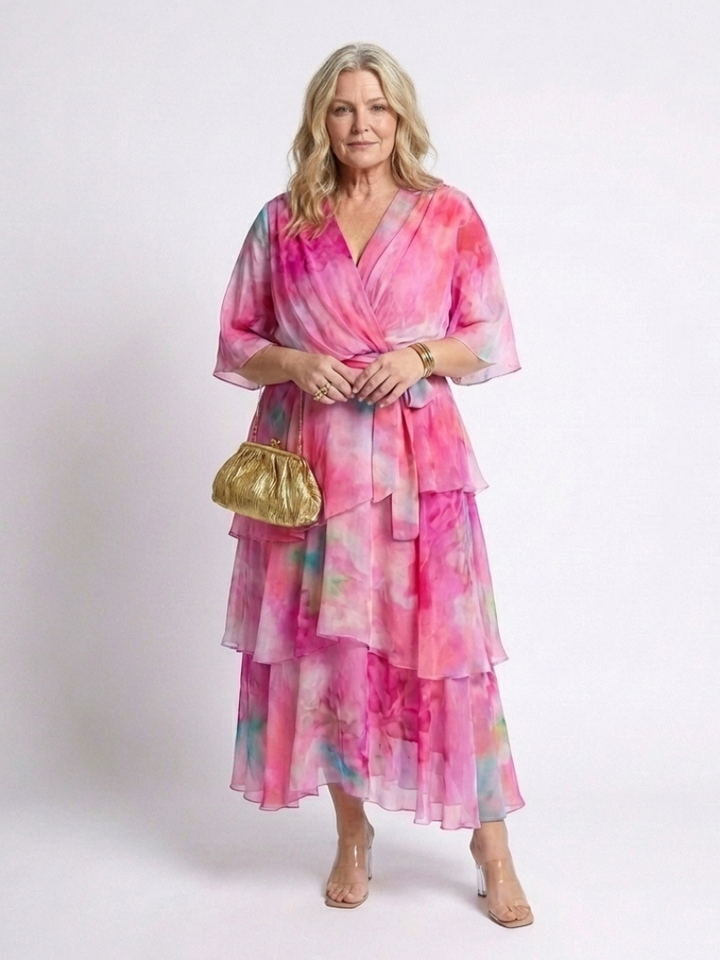 Calista | Robe maxi transparente à décolleté en V avec ceinture nouée