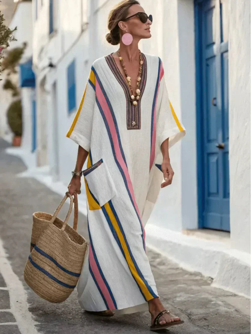Noemi | Robe Maxi Femme Décolleté en V Poches Confort