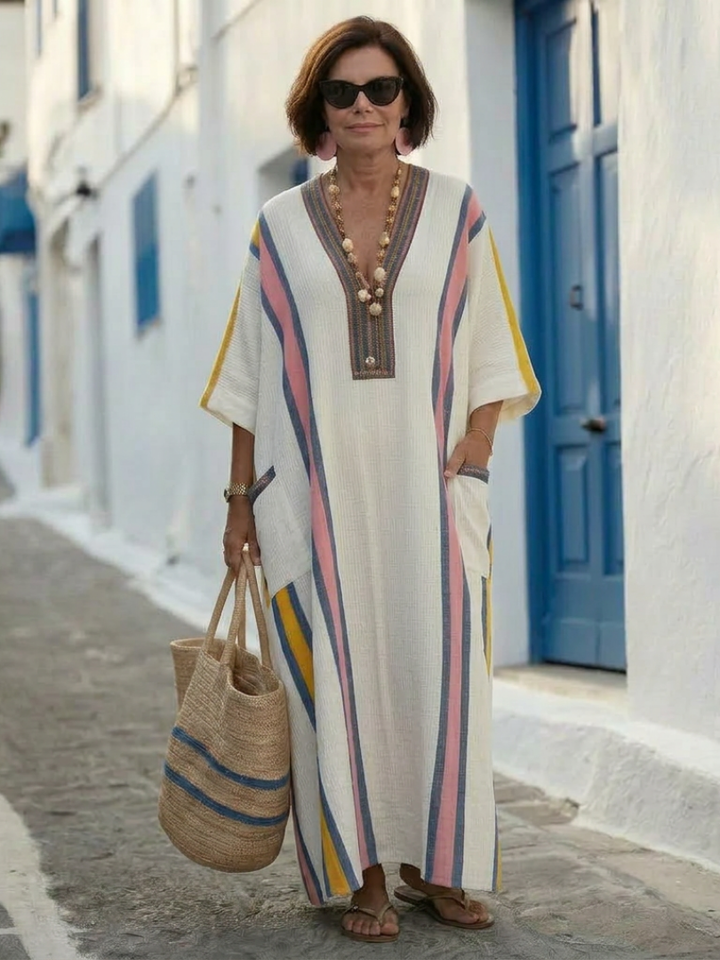 Noemi | Robe Maxi Femme Décolleté en V Poches Confort