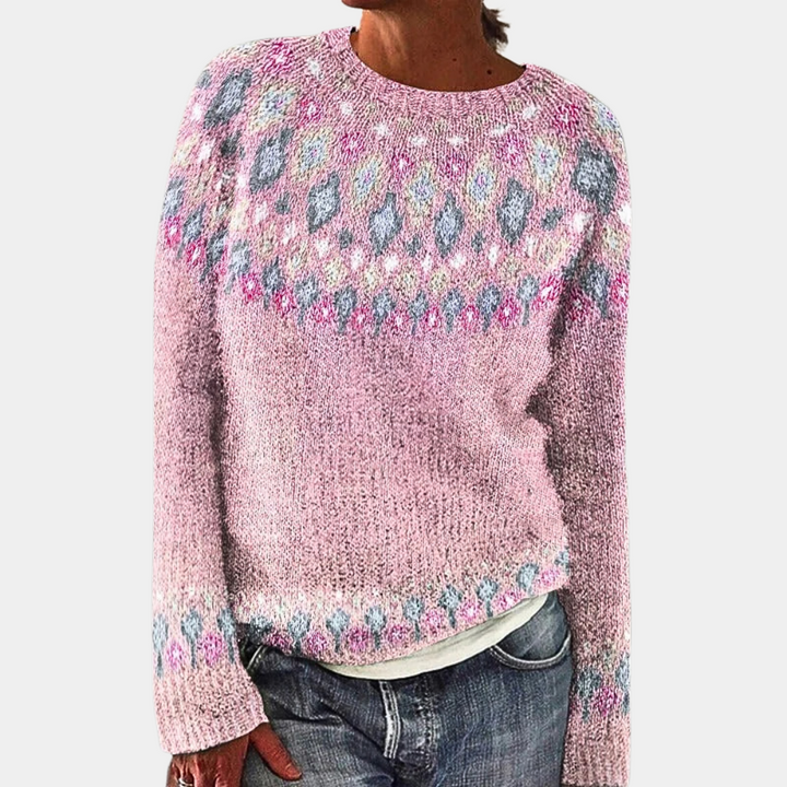 Pull en grosse maille norvégien pour femmes | Col roulé avec motif