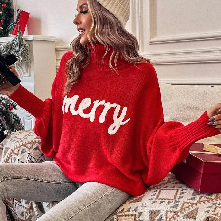 Emerie – pull à col roulé festif et chaud pour femmes