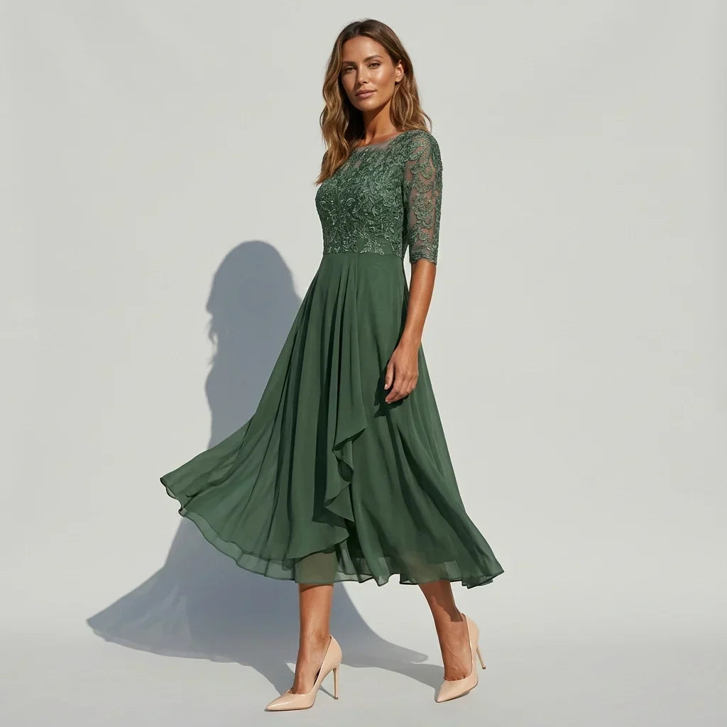 Ella | Robe Midi Festive en Dentelle pour Femmes