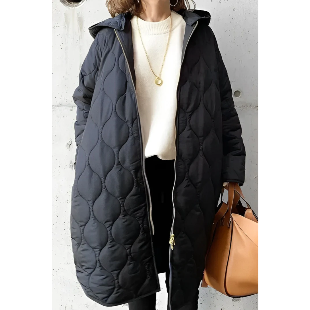 Veste matelassée à fermeture éclair en grande taille pour femmes