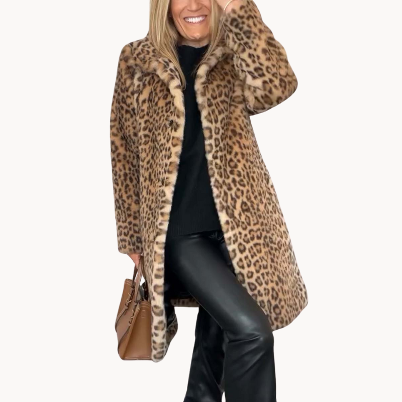 Pilar | Manteau d'hiver classique pour femmes avec motif léopard