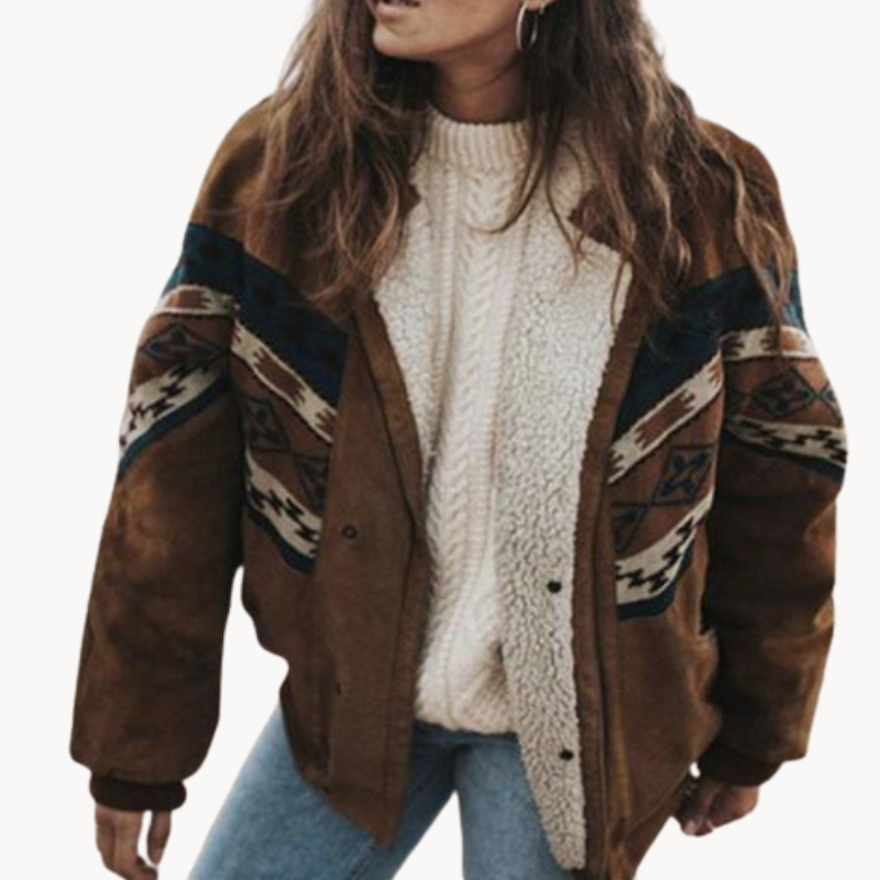 Eliane | Manteau d'hiver bohème à motif ethnique pour femmes