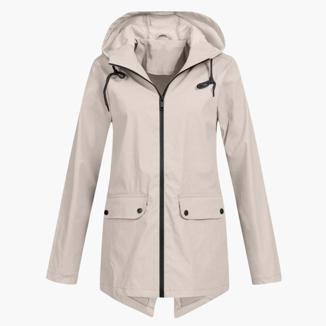 Manteau de pluie pour femmes avec capuche réglable et fermeture éclair