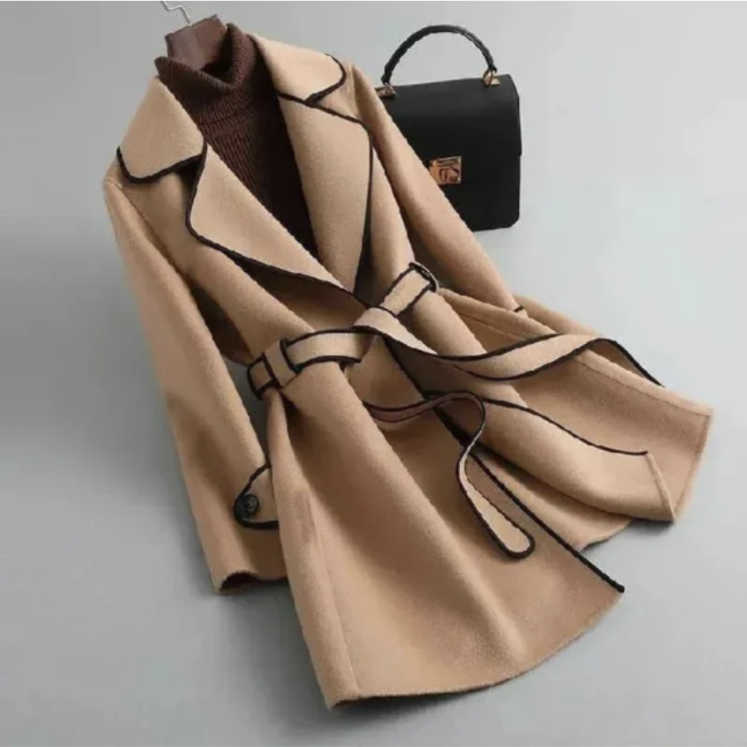 Manteau long élégant avec ceinture pour femmes