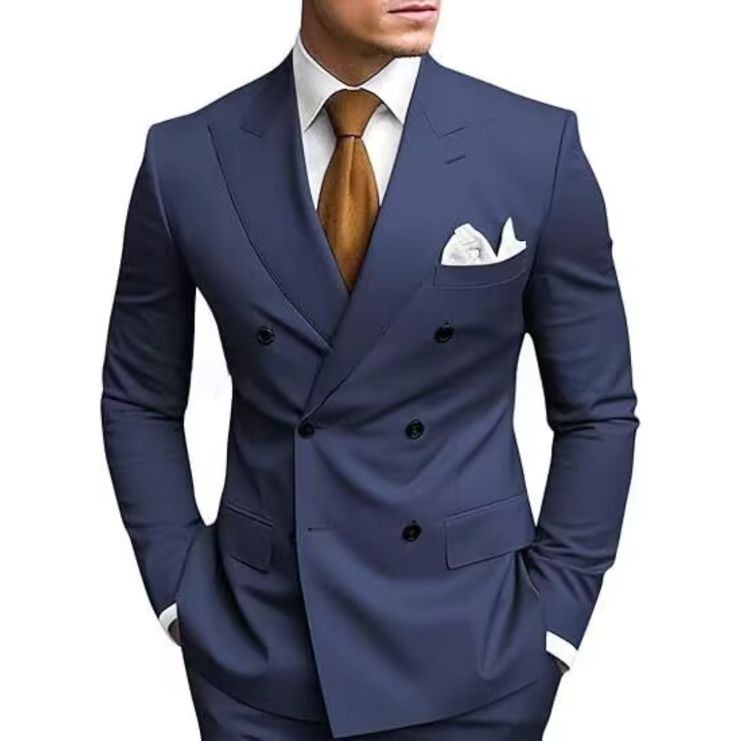 Costume élégant en deux pièces pour invités de mariage | Bleu foncé