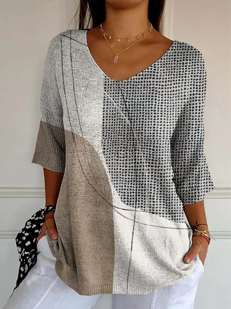 Annelina® | Pull en tricot décontracté avec motif géométrique abstrait pour femmes