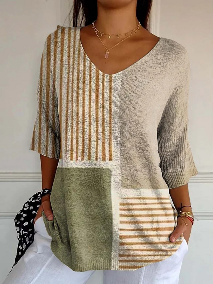Nevaeh | Pull en tricot décontracté avec motif géométrique abstrait pour femmes