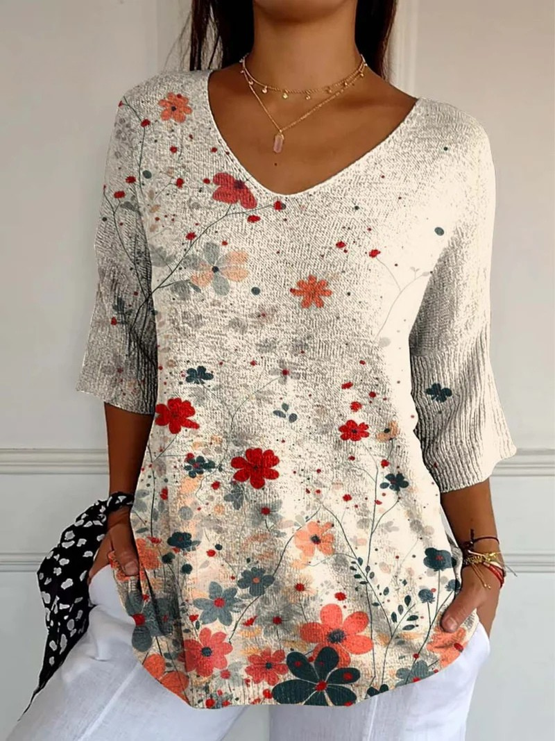 Athena | Pull en tricot décontracté à motif floral vintage pour femmes