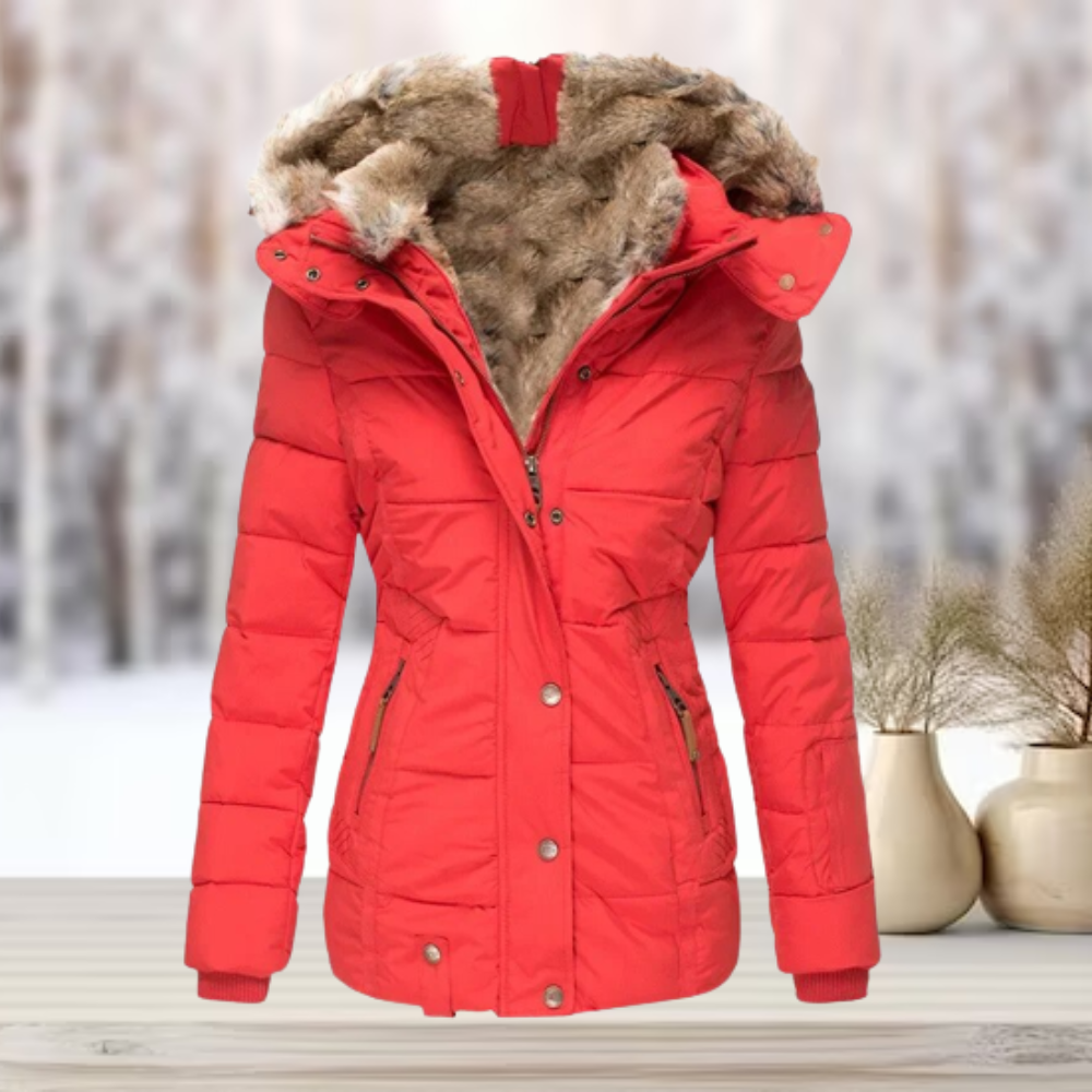 Manteau d'hiver élégant, luxueux et chaud en fourrure synthétique avec capuche pour femmes