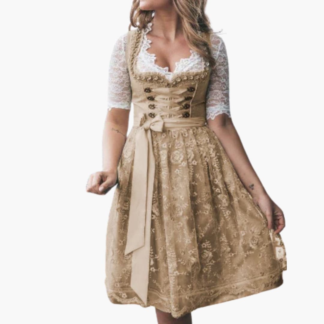 Dirndl avec manches en dentelle pour femmes - Oktoberfest 2025