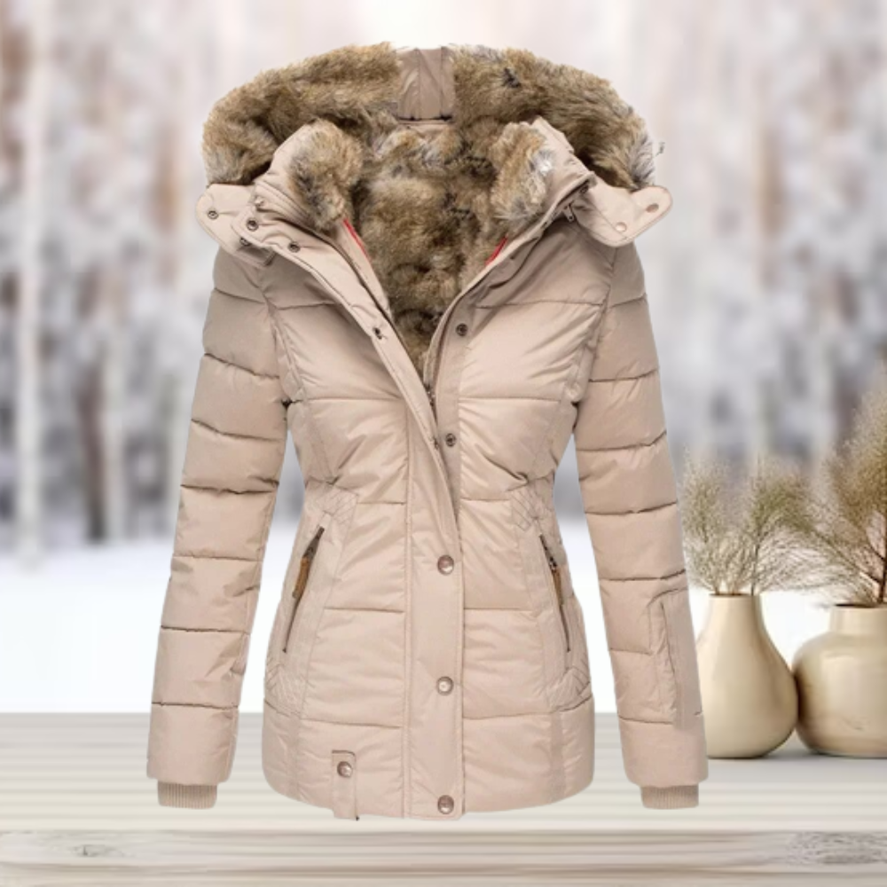 Manteau d'hiver élégant, luxueux et chaud en fourrure synthétique avec capuche pour femmes