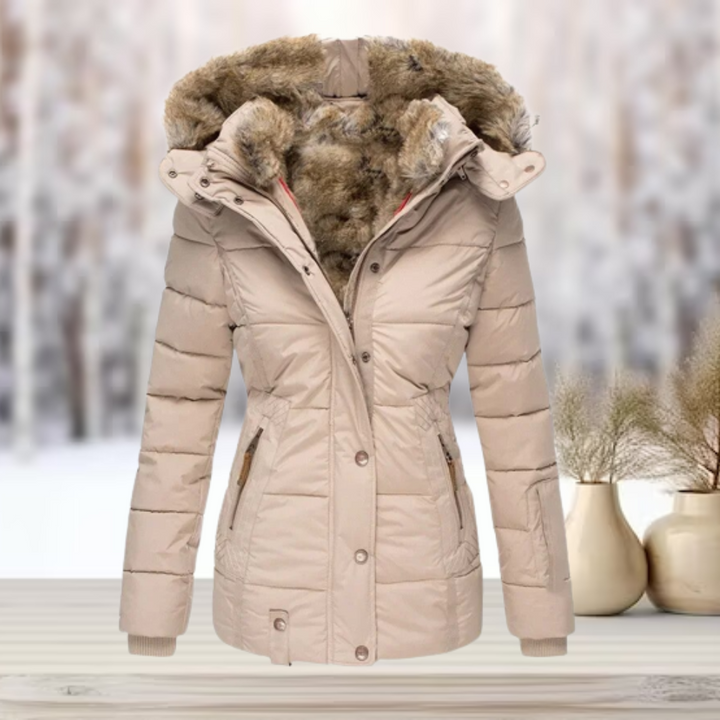 Manteau d'hiver élégant, luxueux et chaud en fourrure synthétique avec capuche pour femmes