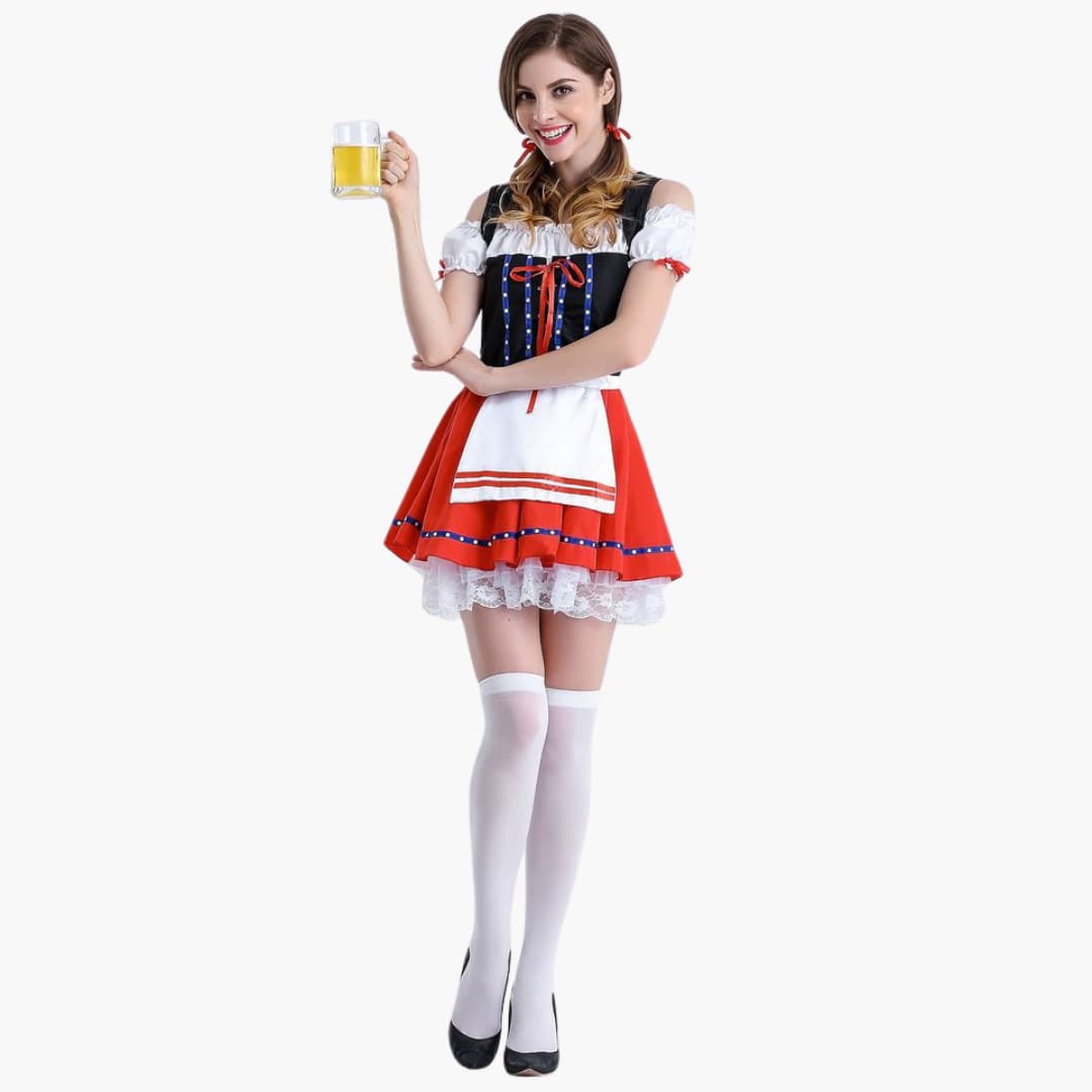 Robe dirndl courte pour femmes - Oktoberfest 2025