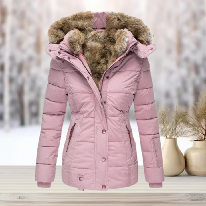 Manteau d'hiver élégant, luxueux et chaud en fourrure synthétique avec capuche pour femmes