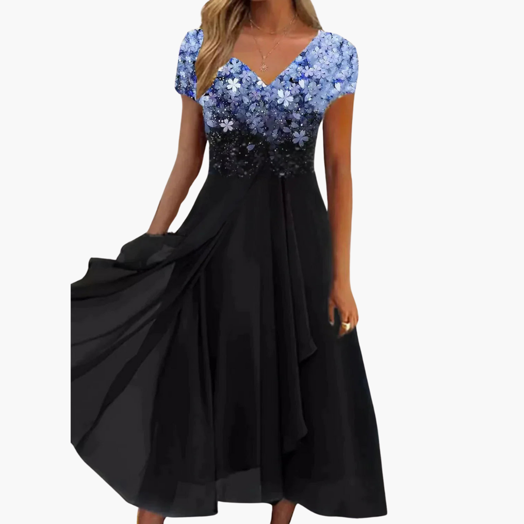 Robe midi pour femmes - Élégante avec paillettes et jupe en chiffon