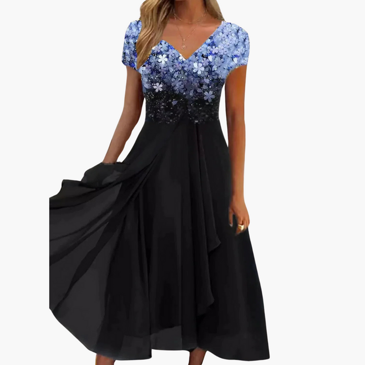 Robe midi pour femmes - Élégante avec paillettes et jupe en chiffon