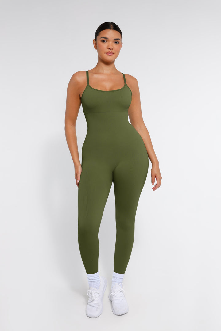 Combinaison shapewear sans couture avec bretelles spaghetti