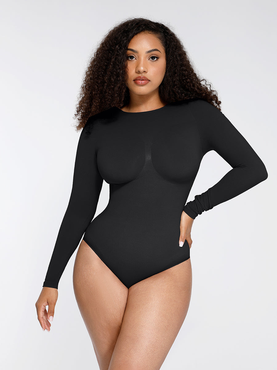 Body tanga ventre plat à manches longues
