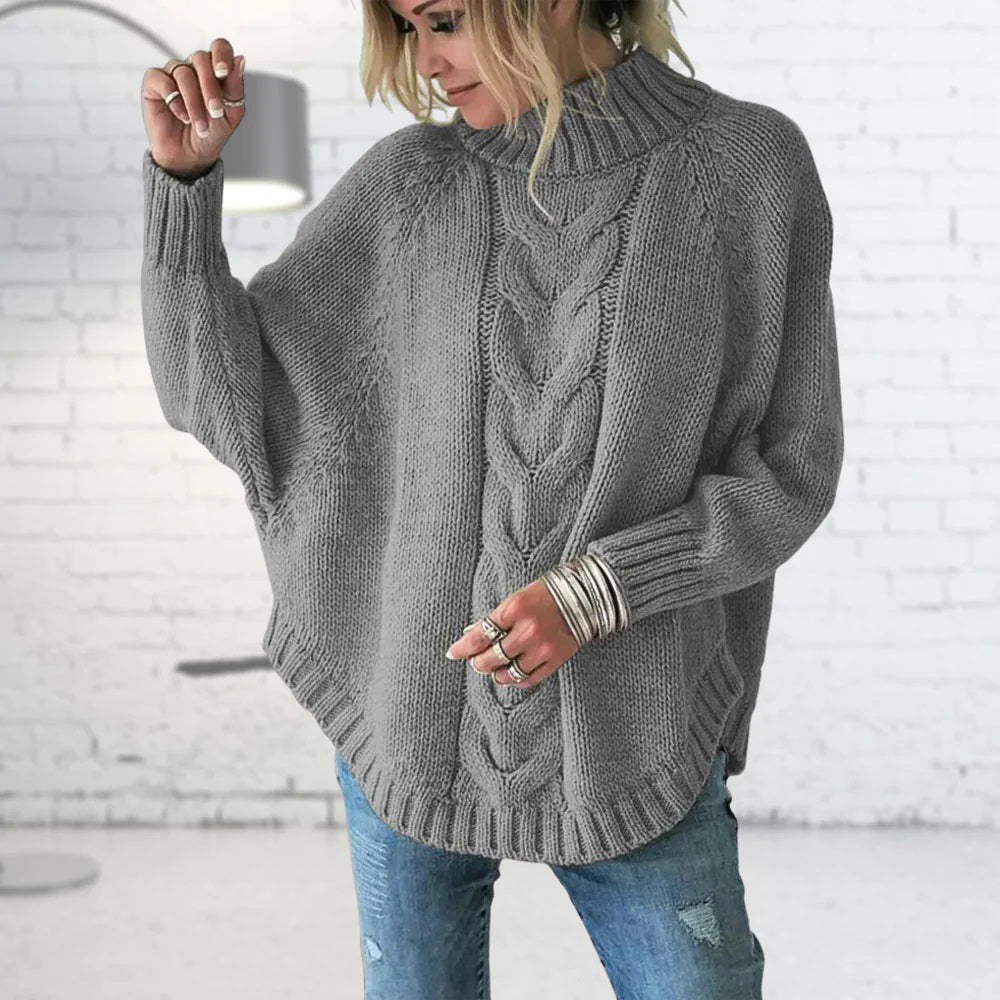 Pull en tricot à coupe décontractée pour femmes | Col roulé