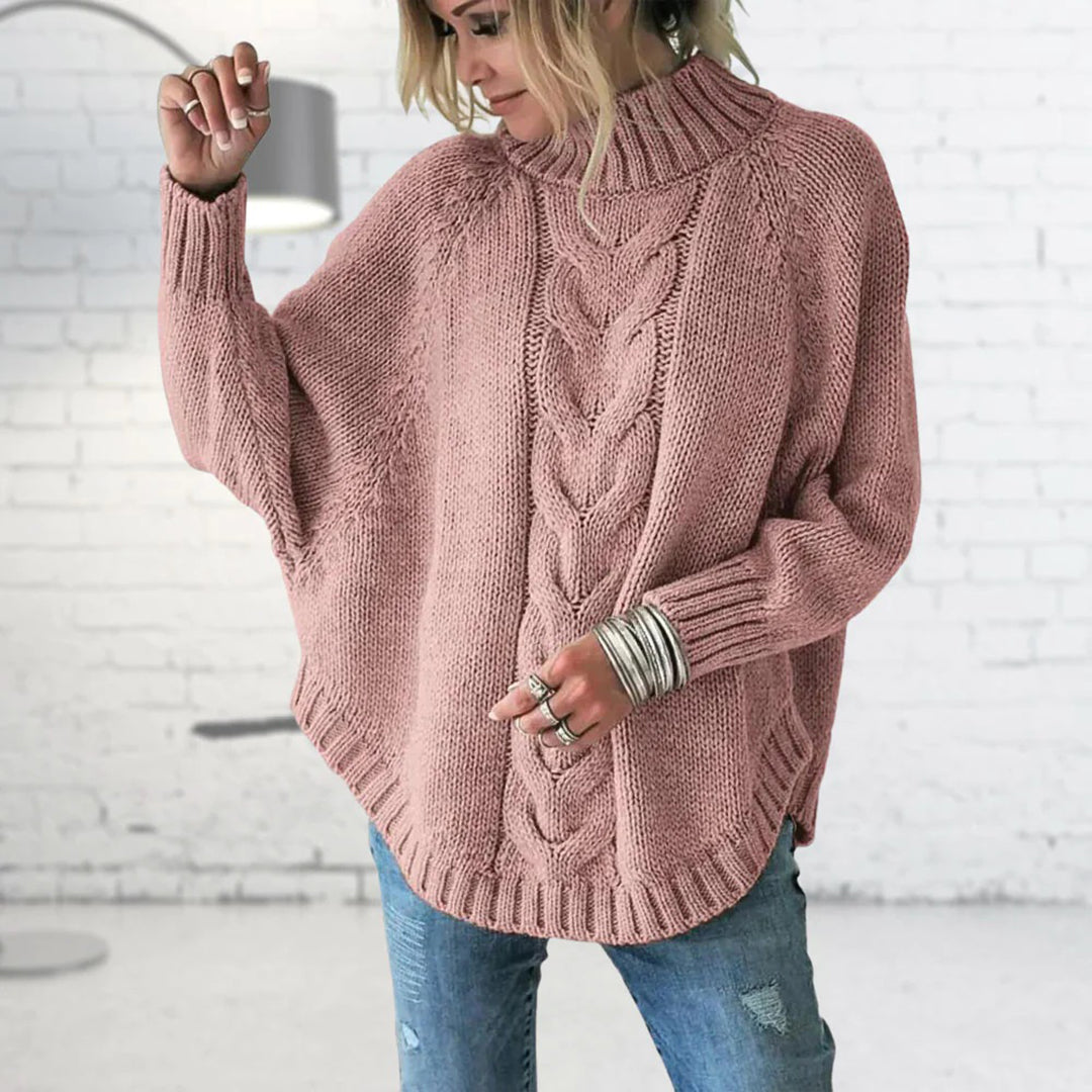 Pull en tricot à coupe décontractée pour femmes | Col roulé