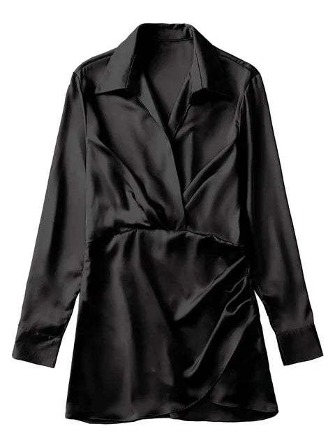 Sabine | Robe de soirée en satin avec décolleté en V