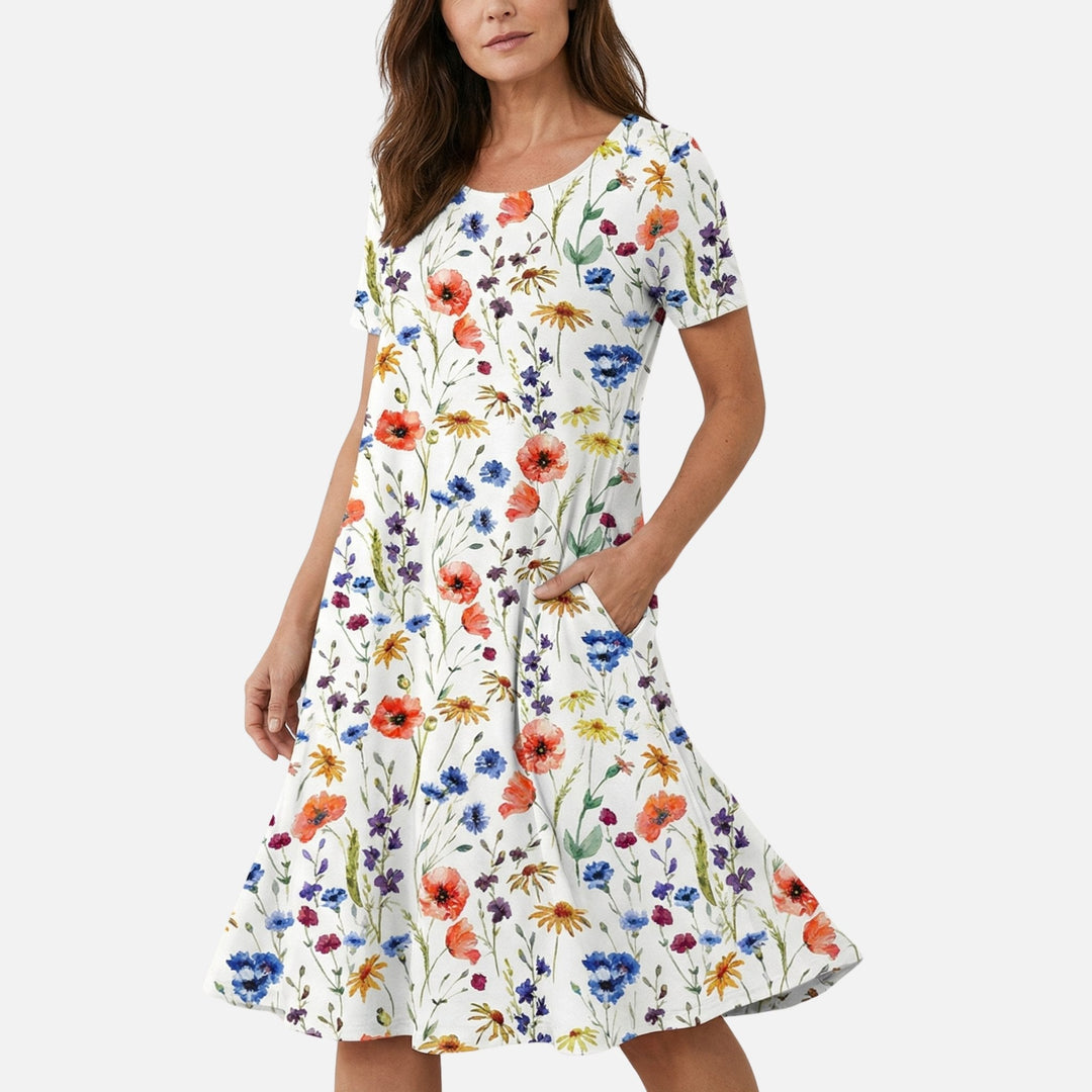 Käthe | Robe Midi Femme en Viscose avec Ceinture à Nouer – Viscose Midi Cintrée avec Ceinture