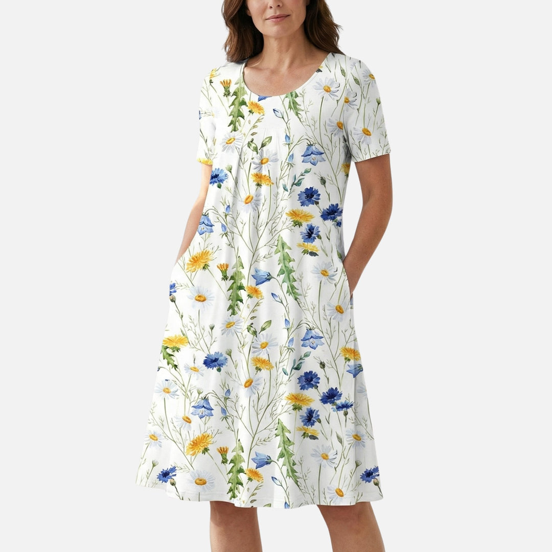 Käthe | Robe Midi Femme en Viscose avec Ceinture à Nouer – Viscose Midi Cintrée avec Ceinture