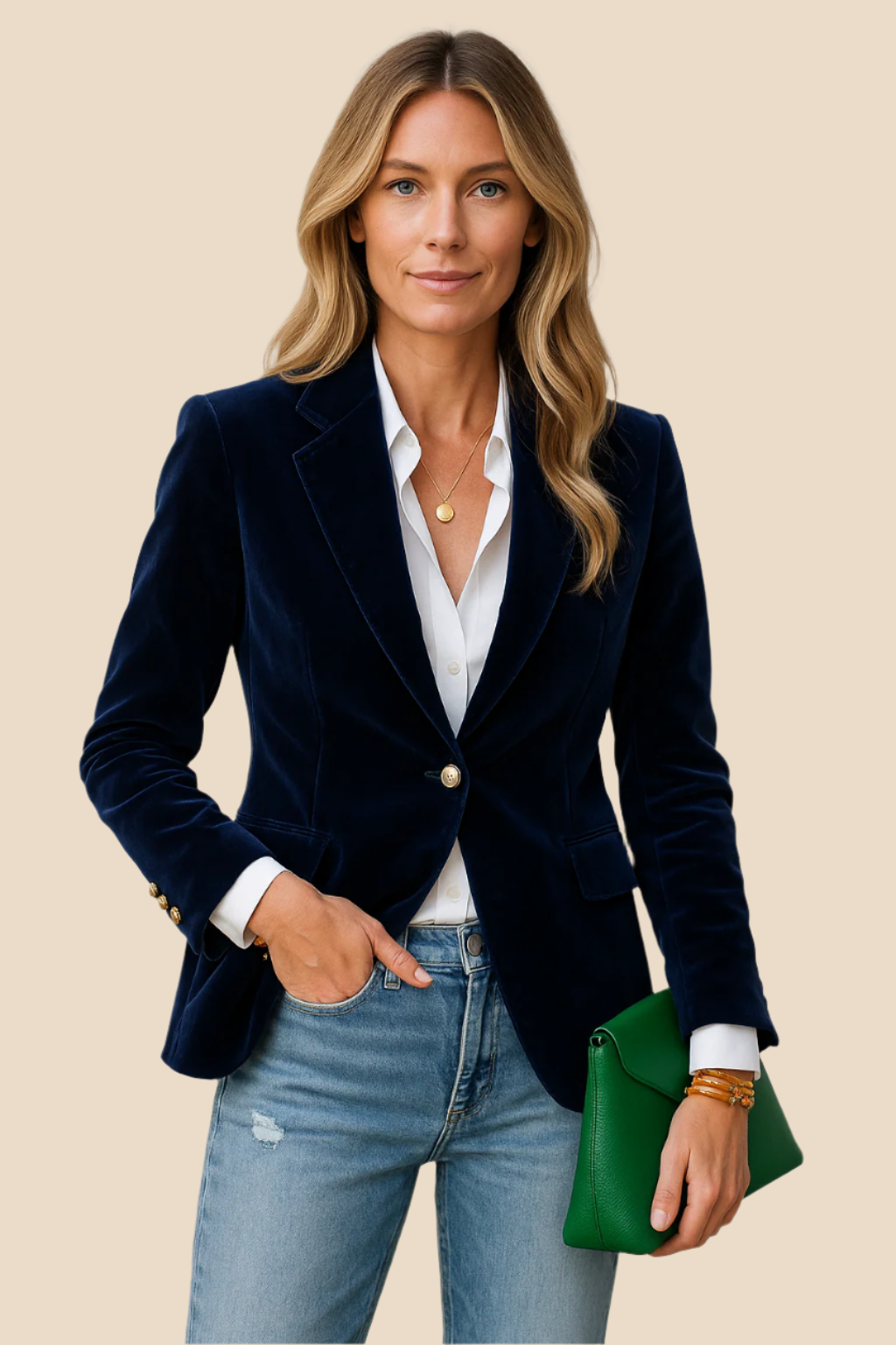 Veste en Velours à Boutons pour Femmes