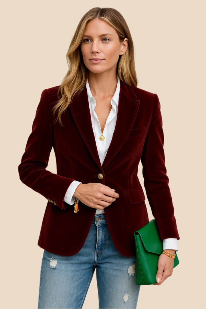 Veste en Velours à Boutons pour Femmes