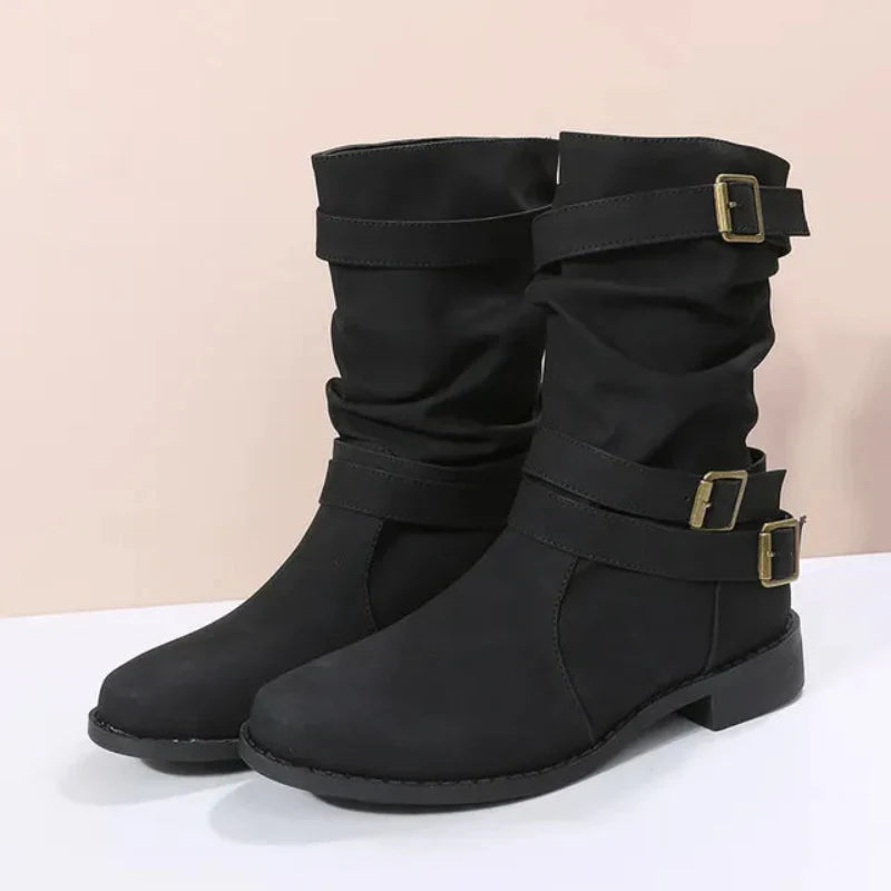 Chaussures Dirndl pour Femmes | Bottes Mi-hautes avec Sangles à Boucle