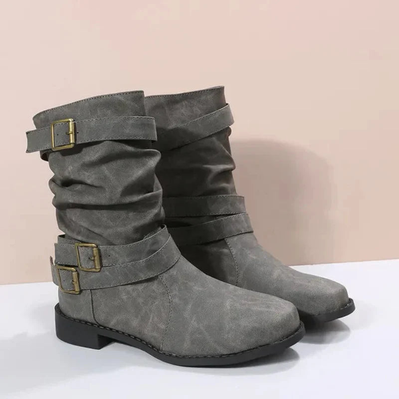 Chaussures Dirndl pour Femmes | Bottes Mi-Hautes Avec Sangles À Boucle