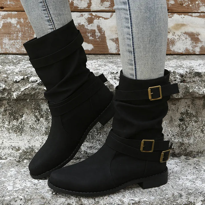 Chaussures Dirndl pour Femmes | Bottes Mi-hautes avec Sangles à Boucle