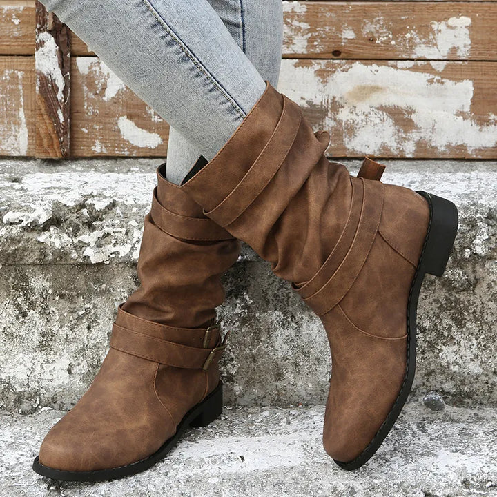 Chaussures Dirndl pour Femmes | Bottes Mi-hautes avec Sangles à Boucle