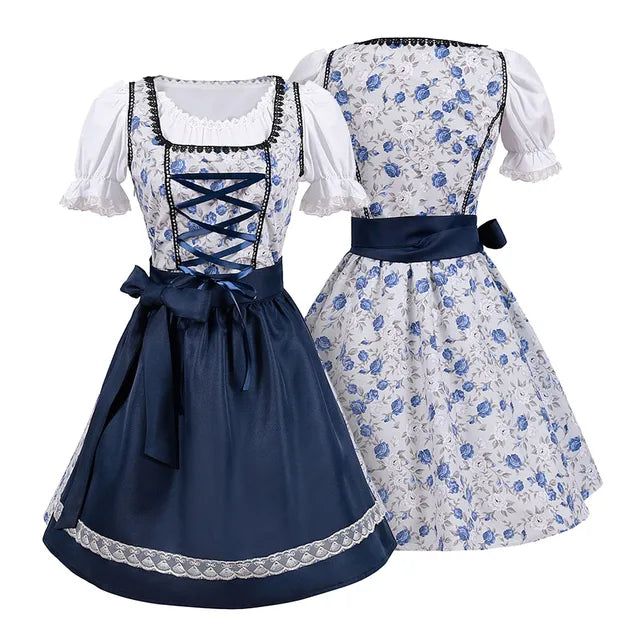 Robe Dirndl Traditionnelle Bleue pour Femmes Oktoberfest