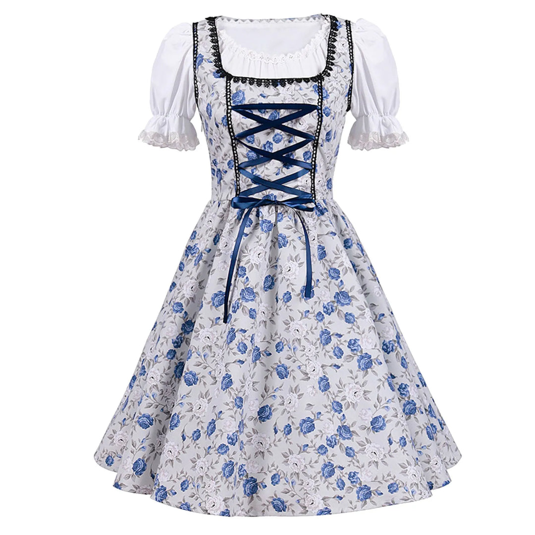 Robe Dirndl Traditionnelle Bleue pour Femmes Oktoberfest