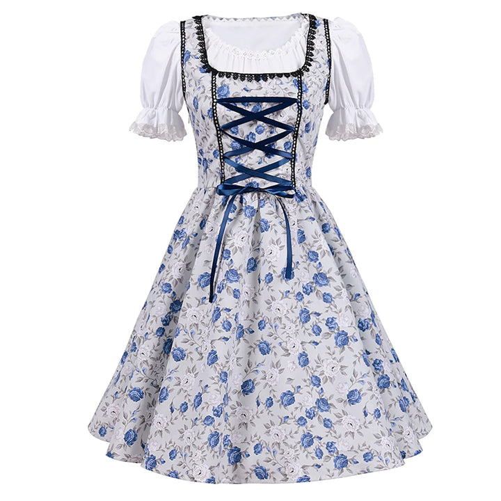 Robe Dirndl Traditionnelle Bleue pour Femmes Oktoberfest