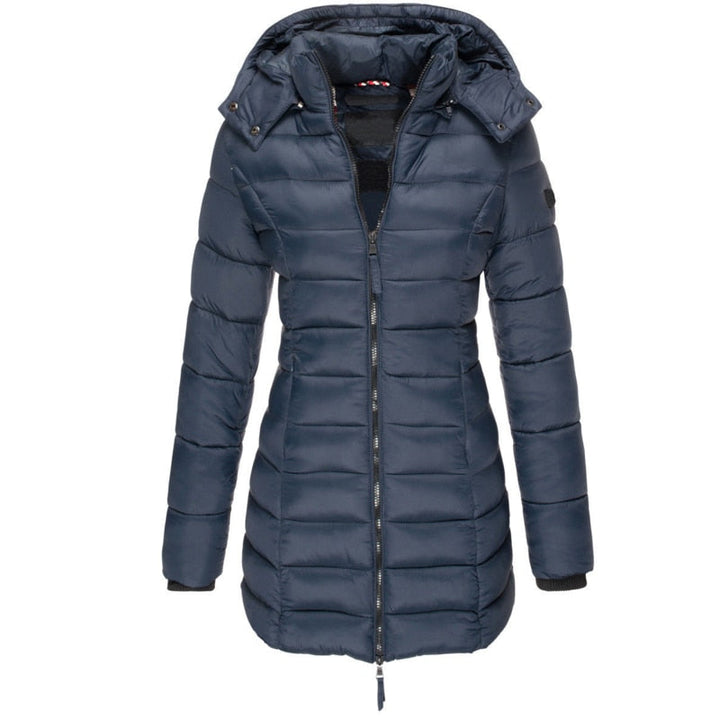 Veste d'hiver Femme Doublée Avec Capuche | Longue Avec Fermeture Éclair et Poches