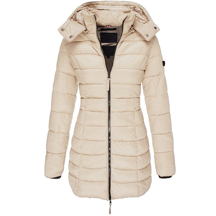 Veste d'hiver Femme Doublée Avec Capuche | Longue Avec Fermeture Éclair et Poches