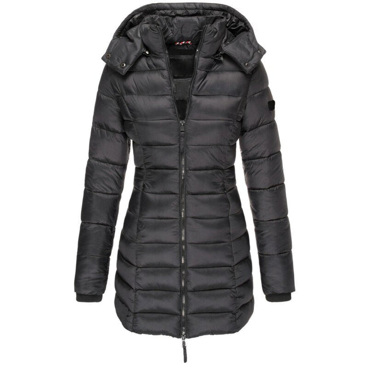 Veste d'hiver Femme Doublée Avec Capuche | Longue Avec Fermeture Éclair et Poches