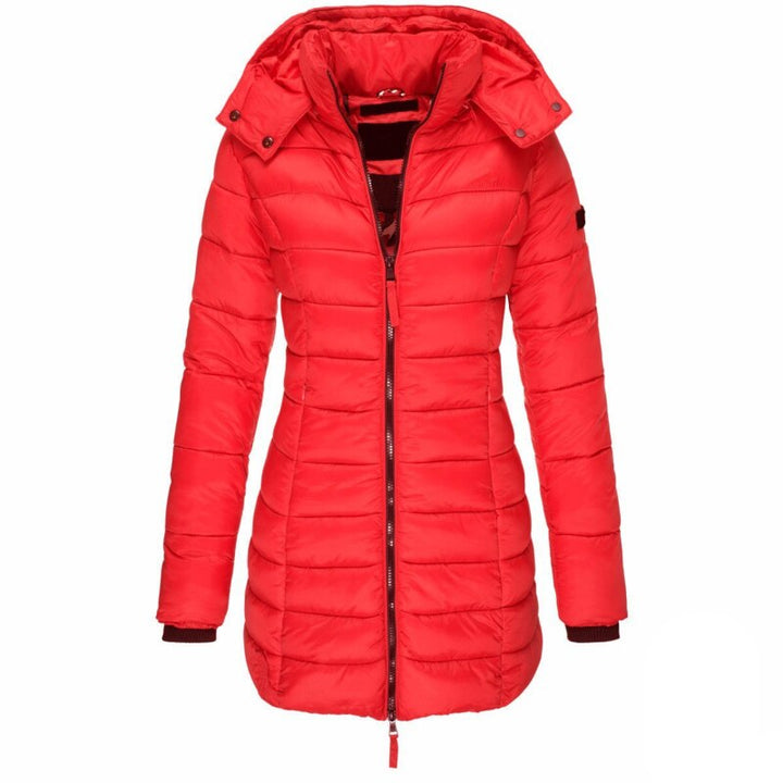 Veste d'hiver Femme Doublée Avec Capuche | Longue Avec Fermeture Éclair et Poches