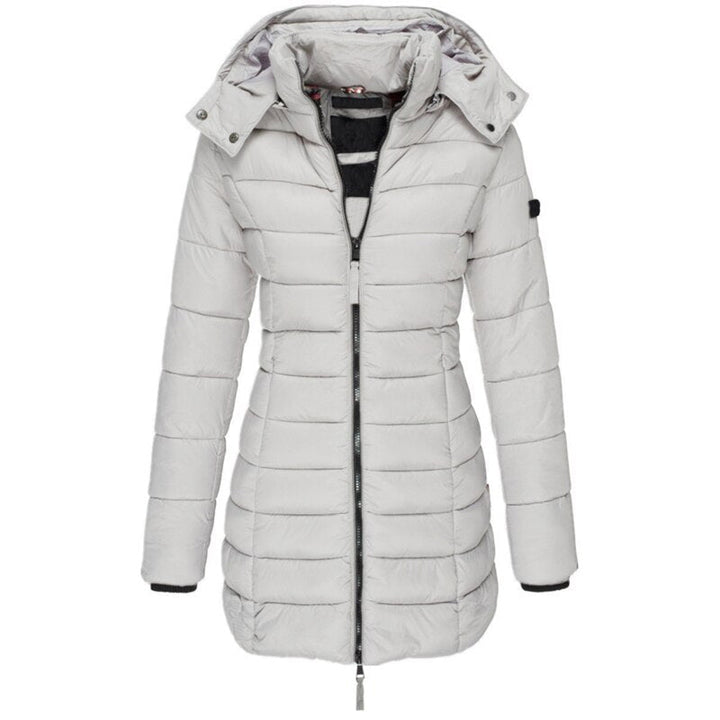 Veste d'hiver Femme Doublée Avec Capuche | Longue Avec Fermeture Éclair et Poches