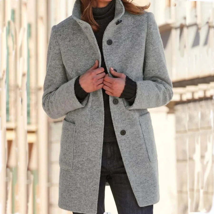 Manteau d'hiver femme | Long avec boutons et poches