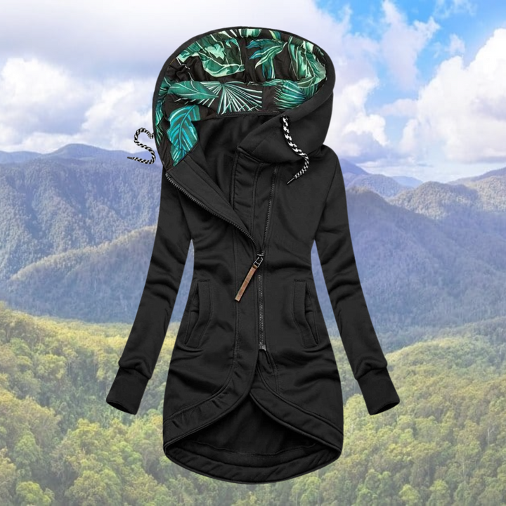Veste d'hiver Femme avec Capuche | Fermeture Éclair Asymétrique Longue