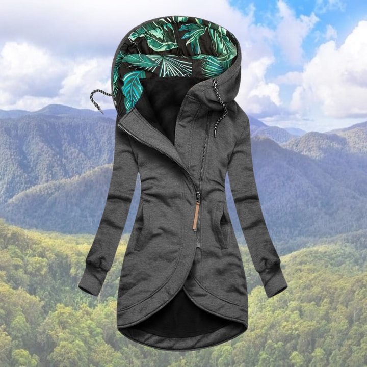 Veste d'hiver Femme avec Capuche | Fermeture Éclair Asymétrique Longue