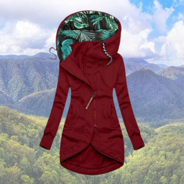 Veste d'hiver Femme avec Capuche | Fermeture Éclair Asymétrique Longue