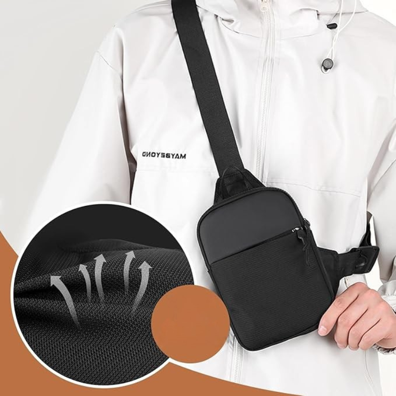 Sac à bandoulière en toile déperlant – Sac crossbody pratique pour hommes, idéal pour voyager et randonner, compact et avec bandoulière réglable